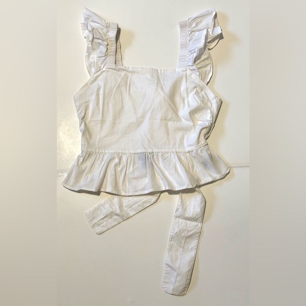 White Ruffled Tie-Back Top